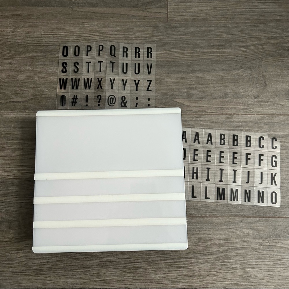 White Lightbox with Black Letters
